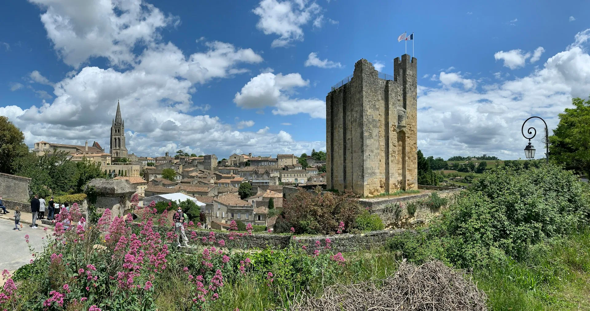 Saint-Émilion set fra en bakke med vinmarker